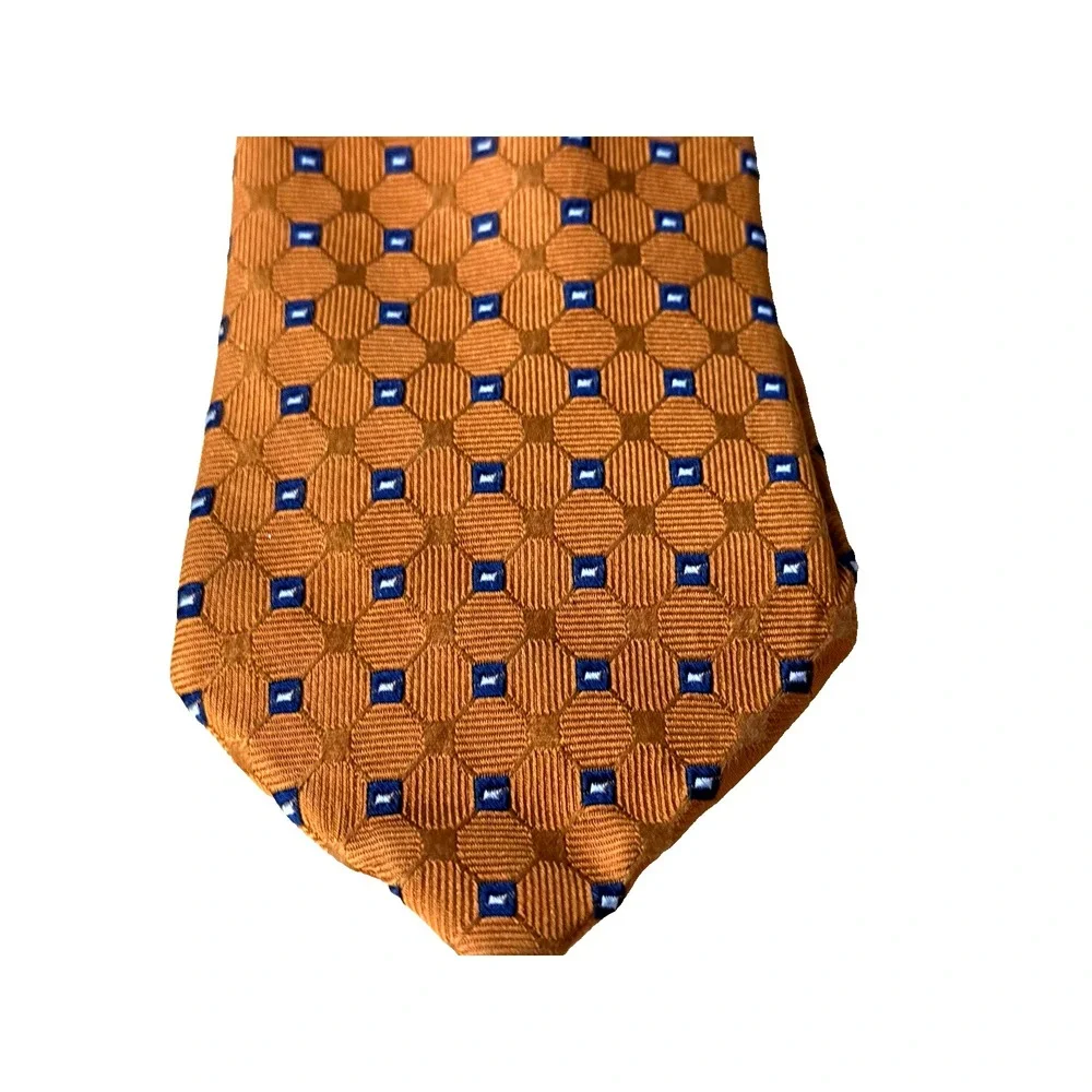 Tommy‎ Hilfiger Neck Tie Micro Pattern in Orange / Navy Blue